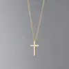 Pendant Necklaces S925 Silver Korean Edition Personalized Trendy Diamond Cross Necklace Charm Sweet Collar Chain D6495