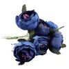 Flores decorativas 12pcs Simulação de seda de pano de seda Bouquet Holding (Royal Blue Purple Heart)