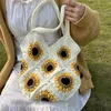 Sacs de soirée YY tissé à la main femmes sac laine Crochet mignon tournesol fait maison bricolage matériel sac à main simple épaule décontracté Total