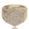 With Side Stones Mens Ring Iced Out 3A Rhinestones Rings Sumptuous Jewlry Gold Silver Fashion Jewelry Whole Hip Hop232N