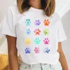 Camisetas femininas femininas letra de cachorro tendência amor animal casual roupas de desenho animado tops impressão feminina tees camiseta de camiseta gráfica