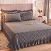 Bedding sets Soft velvet thicken winter bed cover Ruffle bed Plaid Linens Bedspread on the bed blanket quilt Bedspreads for double bed sheet 231116