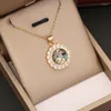 Chaînes Or Couleur Brillant Micro Incrusté Zircon Yeux Pendentif Collier Pour Femmes Filles Délicat Géométrique Métal Cuivre Clavicule Collier