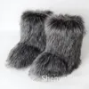 Stiefel Damen Winterstiefel Flauschiger Kunstfuchspelz Damen Plüsch Warme Schneestiefel Luxusschuhe Pelzige Pelzstiefel für Mädchen Modeschuhe 231116