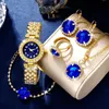 Diğer Watche Blue Watch Yüzük Kolye Küpe Bilezik Seti Elmas Moda Kolluluğu Kadın Gündelik Bayanlar Kuvars Takı 231117