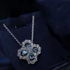 cklace Light Small Crowd Full Diamond Blue Treasure Collar Chain Cold Wind