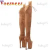 Stivali Stivali in pelle scamosciata 2022 Pole Dance Boots Stripper Tacchi alti Donne Scarpe da spettacolo sexy Party Club 20 CM Scarpe con tacco Piattaforma Scarpe col tacco alto T231117