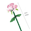 Block 2st/set rosa rosen byggsten blommor diy växt krukut bukett hem dekoration modell monterade byggstenar barn leksaker gir