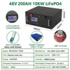 LifePo4 Battery Pack 48V 200AH 10KW LITIUM Batteri inbyggt BMS med CAN Rs4856000 Cycles för Solar 10 års garanti skattefria