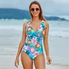 Maillots de bain pour femmes maillots de bain imprimés femmes maillot de bain dos nu Sexy col en V été vêtements de plage minceur maillot de bain S ~ XXL 230417