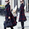 Women's Wool Blends Fashion Classic Ol Style Fall Winter Plaid Belted Trench Coat Single-Breasted Long Sleeve Overcoat For Women 3XL Plus