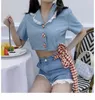 Damen Shorts Denim mit weitem Bein Super süße weibliche Sommer hohe Taille Spitze Student Hose im japanischen Stil Kawaii Loli Streetwear