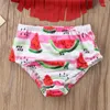 Kadın Mayo Yürümeye Başlayan Çocuk Bebek Kız Kız Bikini Set Meyve Mayo Mayo Kişisi - Kırmızı