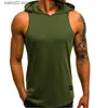 Débardeurs homme Gymnases hommes vêtements musculation débardeur à capuche pour hommes été gilet sans manches blouson à capuche Fitness homme hauts MY075 T230417