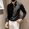 Men's Casual Shirts Long-sleeved Embroidery Camisa Social Masculina Turndown Collar Slim Fit Mens Dress Shirt Tops Fashion Noble Buttons Up