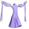 Stage Wear 2023 Gesellschaftstanz-Wettbewerbskleid für Mädchen lila lange Ärmel Top-Röcke moderne lateinische Kostüme SL4709