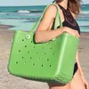 Storage Bags Waterproof Beach Bag Solid Punched Organizer Basket Summer Water Park Handbags Large Women's Stock Gifts