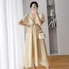 Abiti premaman CARECODE Abiti premaman estivi Donna Manica a sbuffo allentata vintage francese Abiti eleganti pieghettati Pography Abiti gravidanza 230417