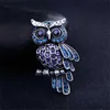 Pins Broches Délicat Cristal Yeux Hibou Broches Coréen En Alliage de Zinc Imitation Strass Bleu Broche Badge Broche Femmes Cadeaux Accessoires BijouxL231117