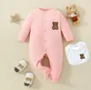 Lente Herfst Baby Merk Rompertjes Kinderen Lange Mouw Cartoon Beer Jumpsuits Met Bib Peuter Onesies Pasgeboren Romper Baby Kleding Kinderkleding