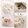 Chat Lits Hiver 2 En 1 Lit Maison Ronde En Peluche Chaud Donut Grotte Cuddler Sac De Couchage Canapé Coussin Nid Pour Petits Chiots