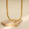 Nowy trend kubański łańcuch ze stali nierdzewnej pusta naszyjnik sercowy 14 -krotnie złoto platowane miłosne serce Naszyjnik dla dziewcząt mody biżuterii