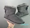 Women New Mini Winter Boots Designer Classic Single Ribbon Bow Low Barrel Snow Boot Rubber Sole Anti slides and Warm Flat Bottom Ladies Booties