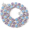 Ny högkvalitativ hiphop -mäns mode smycken halsband 10mm fyrkantig färg blå lila zirkonhalsband bling chain3009