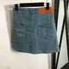 Etek tasarımcı tasarım işlemeli etek kadınlar denim yüksek bel jean yaz nefes alabilen vintage 5jqq