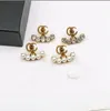 Lüks Marka Tasarımcısı 18K Altın kaplama S925 Gümüş çift harfli Saplama G Geometrik Çember Klasik Kadın Kristal Rhindiamone İnci Küpeler Düğün takısı