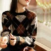 Damestruien Herfst Winter Ronde hals Prismatisch rooster Vintage trui Dames Los Casual Allmatch Pullover Jumper Dieptepunt Top 231116