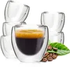 Szhome çay bardağı 80ml çift duvar bardağı şeffaf el yapımı ısıya dayanıklı çay içecek fincanları mini viski bardağı santigrat espresso kahve fincanı