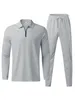 Mannen Trainingspakken Herfst Winter Lange Mouw Polo Set Mode Pure Kleur Mannen Broek Man Trend Straat Pak 230417