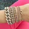 Cuff High Quality Beach Style Hip Hop Lock Lobster Charm Bling Micro Pave Cz Miami Cuban Chain Bracelets For Women Wholesale Jewelry 231116