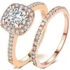 Bridal Rhodium Splated Anniversary Cubic Zirkonia Brass Moissanite Circular 2.0ct Zaangażowanie Diamentowe Pink palców