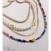Ожерелья с подвесками в богемном стиле, многослойный жемчуг, радуга, колье-колье из бисера, ожерелье для женщин, акриловые бусины в форме фруктового сердца, цепочки, ожерелья, пляжные украшения Z0417