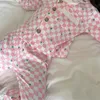 Pijamas criança menina gola aberta rosa xadrez conjuntos de pijama vintage criança crianças pijamas conjunto sono loungewear roupas infantis 231117