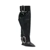 Autumn Winter Brand New Punk Style Women's Boot Wedge Heel Pointed Belt Buckle Party Shoes Pleated Boots