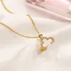 Luxury Designer Necklaces Flowers Letter Pendant Gold Plated Sweater Metal Necklace Rings Set for Women Wedding Party Jewerlry Accessories Gift