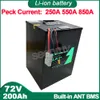 72V 200Ah Li Ion con caricabatterie integrato 100A 220A 340A BMS batteria ai polimeri di litio per bici scooter triciclo auto moto