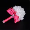 Decorative Flowers Wedding Bouquets For Bride Crystal Silk Roses Bridesmaid Hand Holding Bouquet Artificial