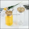 Tumblers 12oz 16oz sublimering Clear Glass Tumbler Frosted Cola Can Bamboo Lid Beer Cocktail Cup Whisky Coffee Mug Iced Tea Jar 625 DHGL2