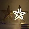 Decorações de Natal Luzes de LED Ano Decoração Treça Top de cinco pontas Ornamentos de Natal Star Light