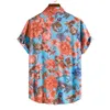 Camisas casuais masculinas Hawaiian Men Shorve Manga Floral Imprimir Button Summer Down Beach Aloha Camisa Festas Férias Clothing Masculino XXL