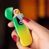 Latest Gradient Colorful Mini Zinc Alloy Lighter Windproof USB Cyclic Charging Portable Touch Herb Cigarette Tobacco Smoking Holder DHL