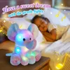 LED RAVE Toy Musical 28cm brilhante Plexh Plexh Toy Elephant Doll Pillows Toys de pelúcia Animais Kawaii Presente leve para meninas infantis