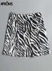 Gonne Grembiuli Vintage Zebra Print Gonna in morbido velluto Donna Sexy Spacco laterale Vita alta Minigonne corte Donna Cerniera posteriore Bottoms 2022 J230417