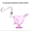 Belle Mignon Rose Coeur Mini 10mm femelle verre brûleur à mazout tuyau Saint Valentin Cadeau eau dab rig bong pour fumer