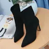 مصممة فاخرة جديدة للسيدات في الكاحل HLAF High Heel Booties Women's High Boots مريح أحذية مثير الحجم 35-40