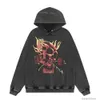 Designer hoodie herensweatshirts mode streetwear trend br staat voor gun flower rose skeletprint gewassen oude high street trend losse trui met capuchon heren